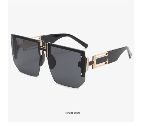 Retro Big Square Rim Glasses Rimless Fashion Sunglasses - Image 7