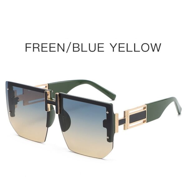 Retro Big Square Rim Glasses Rimless Fashion Sunglasses - Image 9