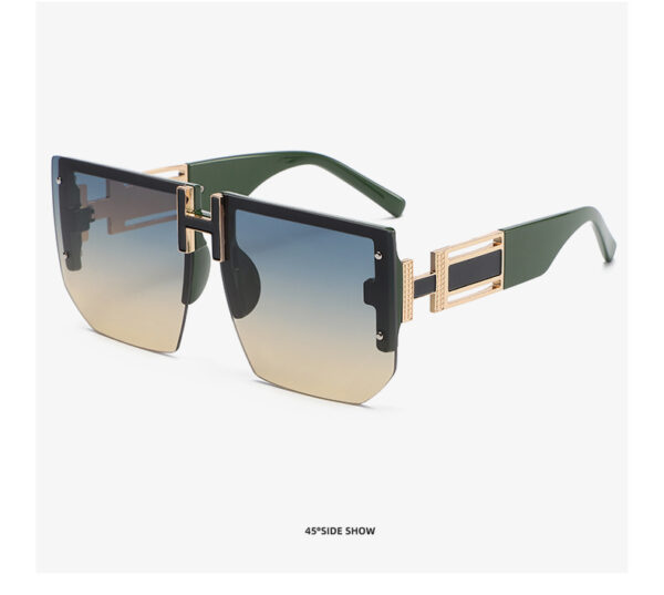 Retro Big Square Rim Glasses Rimless Fashion Sunglasses - Image 10
