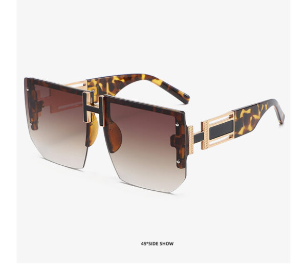 Retro Big Square Rim Glasses Rimless Fashion Sunglasses - Image 3