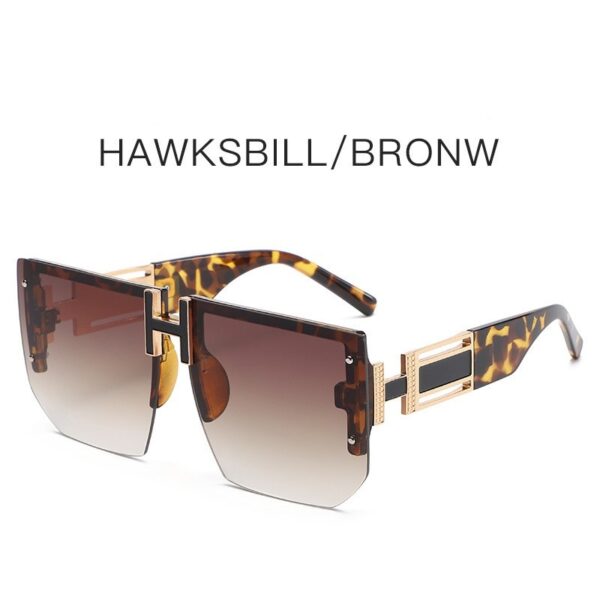Retro Big Square Rim Glasses Rimless Fashion Sunglasses - Image 6