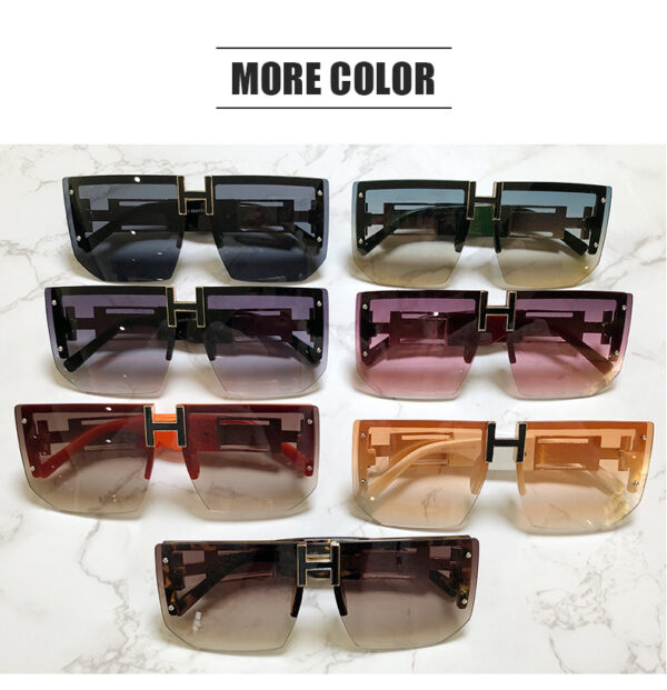 Retro Big Square Rim Glasses Rimless Fashion Sunglasses - Image 4