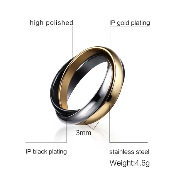 Classic 3 Rounds Ring Sets Women Stainless Steel Wedding Engagement Female Finger Jewelry - Image 3