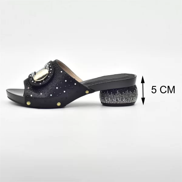 Black Color Italian Shoes and Bag Set Decorated Wit Rhinestone Nigerian Women Wedding Shoes and Bag Set African Party Shoes Bag - Image 5