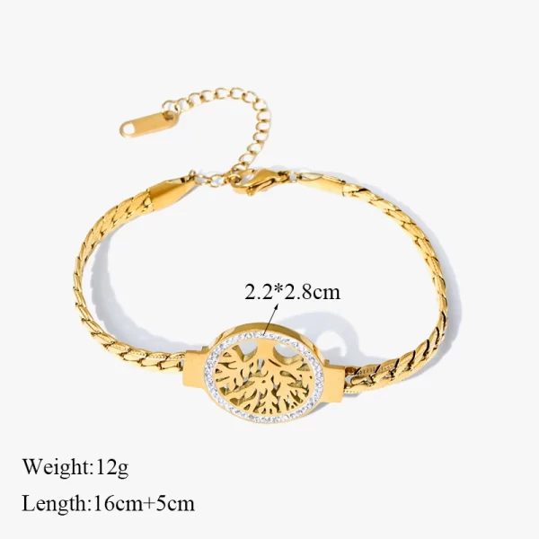EILIECK 316L Stainless Steel Round Tree of Life Charm Bracelet - Image 2