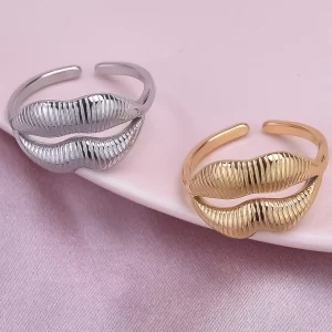 1/2pcs Stainless Steel Gold Color Lip Ring Female Male Party Finger Jewelry Gift 2024 Trend Non Fading Jewelry Accessories Gifts