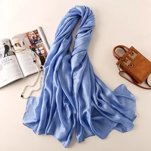 2023 Luxury Brand Women Fashion Scarf Plain Solid Silk Linen Shawls Scarves Summer Lady Bandanas Pashmina Foulard Hijab 180*90Cm - Image 2