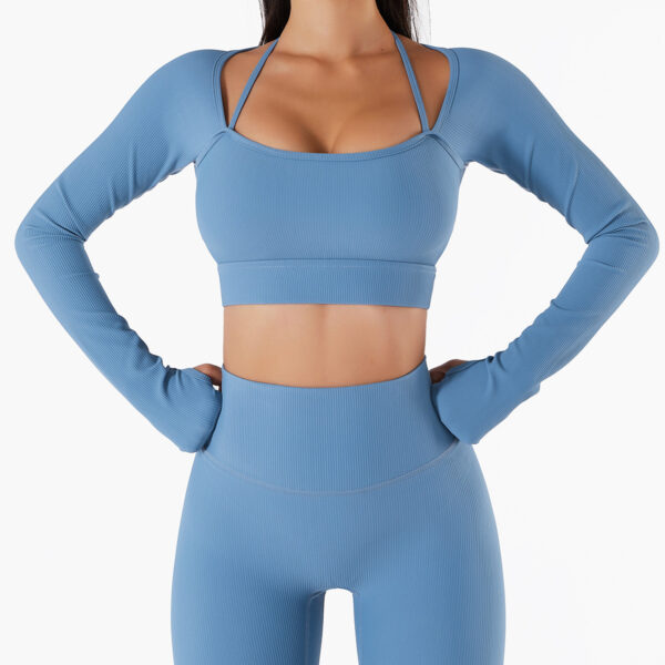 Sports Top Women's Quick-drying Workout Clothes With Chest Pad Slim Fit Skinny Long Sleeve Yoga Wear - Image 4