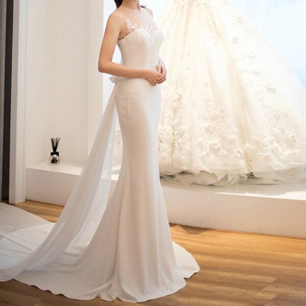Mid-waist Dream See-through Super Fairy Light Wedding Dress - Image 3