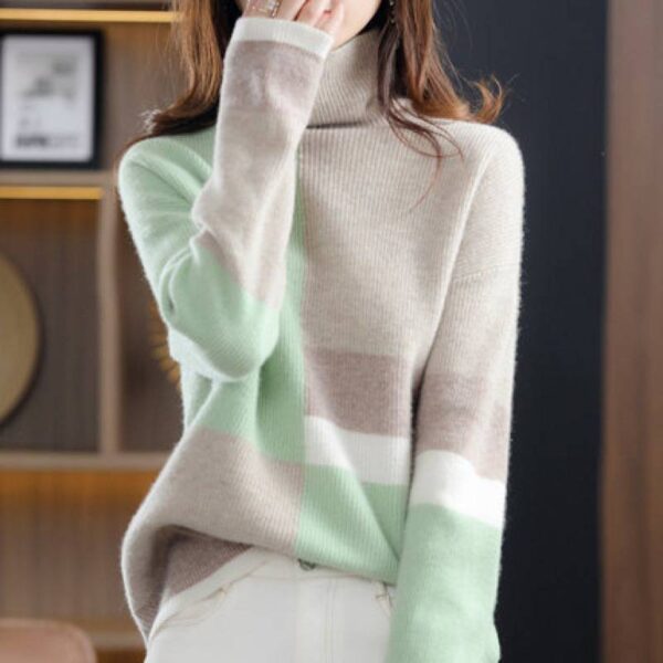Loose Slimming Laid-back Style Knitted Bottoming Shirt Turtleneck Sweater - Image 2