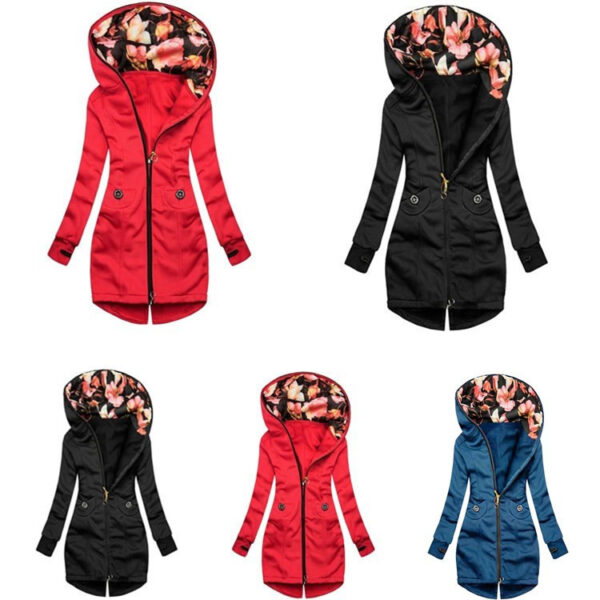 Casual Medium To Long Solid Color Hoodie Cardigan - Image 3