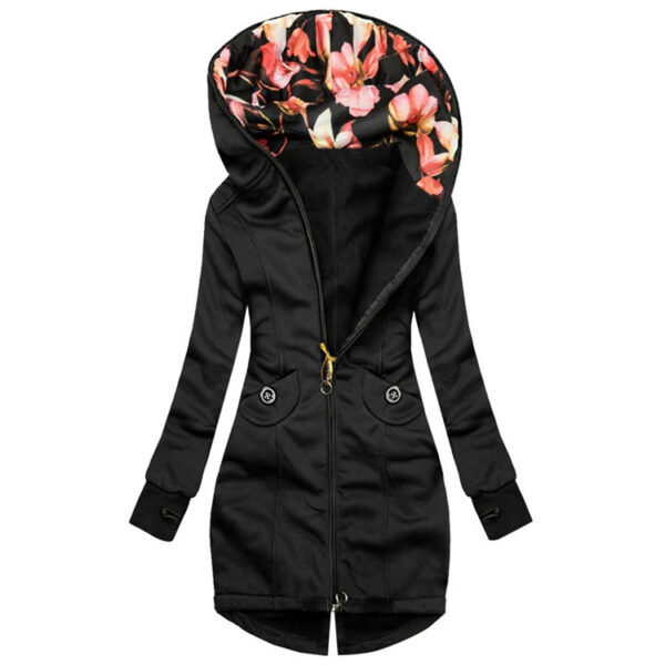 Casual Medium To Long Solid Color Hoodie Cardigan - Image 5