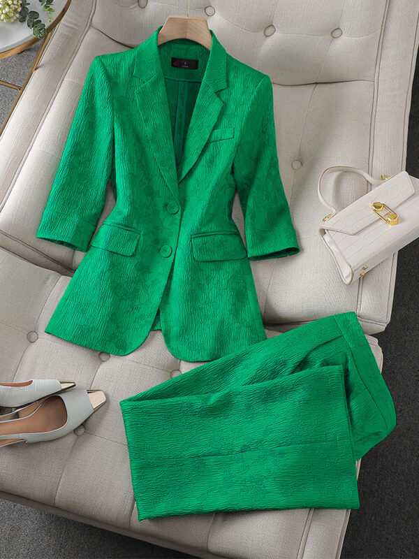 Half Sleeve Blazer And Pant Suit Ladies Women Female Jacket - Image 3