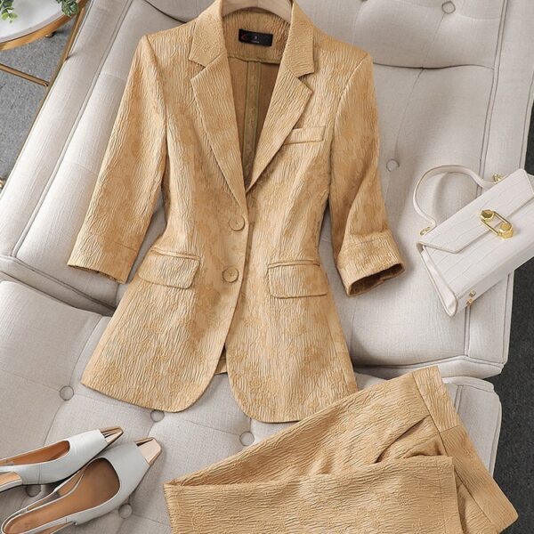 Half Sleeve Blazer And Pant Suit Ladies Women Female Jacket - Image 4