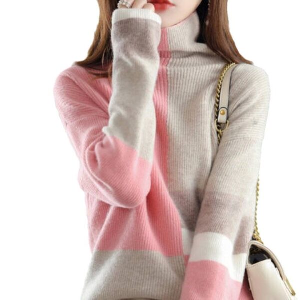 Loose Slimming Laid-back Style Knitted Bottoming Shirt Turtleneck Sweater - Image 5