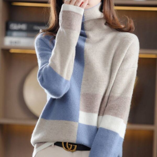 Loose Slimming Laid-back Style Knitted Bottoming Shirt Turtleneck Sweater - Image 4