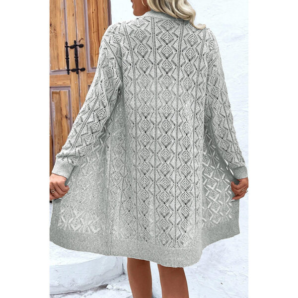 Women's Casual Solid Color Hollow Cardigan Sweater - Image 3