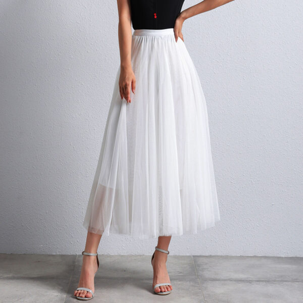 Slimming A- Line Skirt Mesh Half-length Long Dress - Image 5