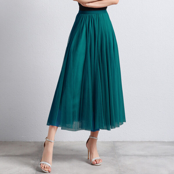 Slimming A- Line Skirt Mesh Half-length Long Dress - Image 6