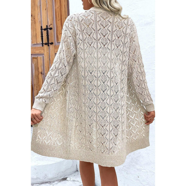 Women's Casual Solid Color Hollow Cardigan Sweater - Image 2